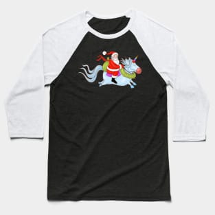 santa riding unicorn christmas Baseball T-Shirt